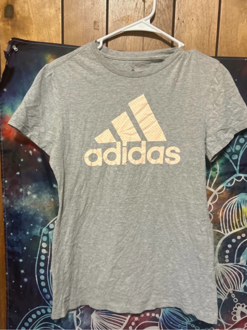 adidas Gray Tee with Light Beige Logo